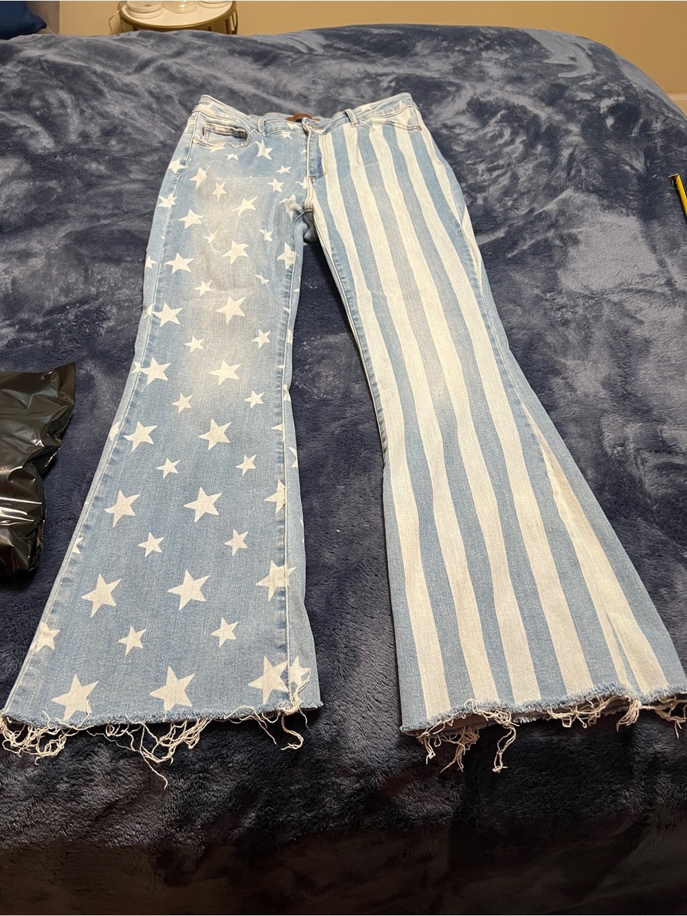 Judy Blues Women's Light Blue Star & Stripe Flare Jeans